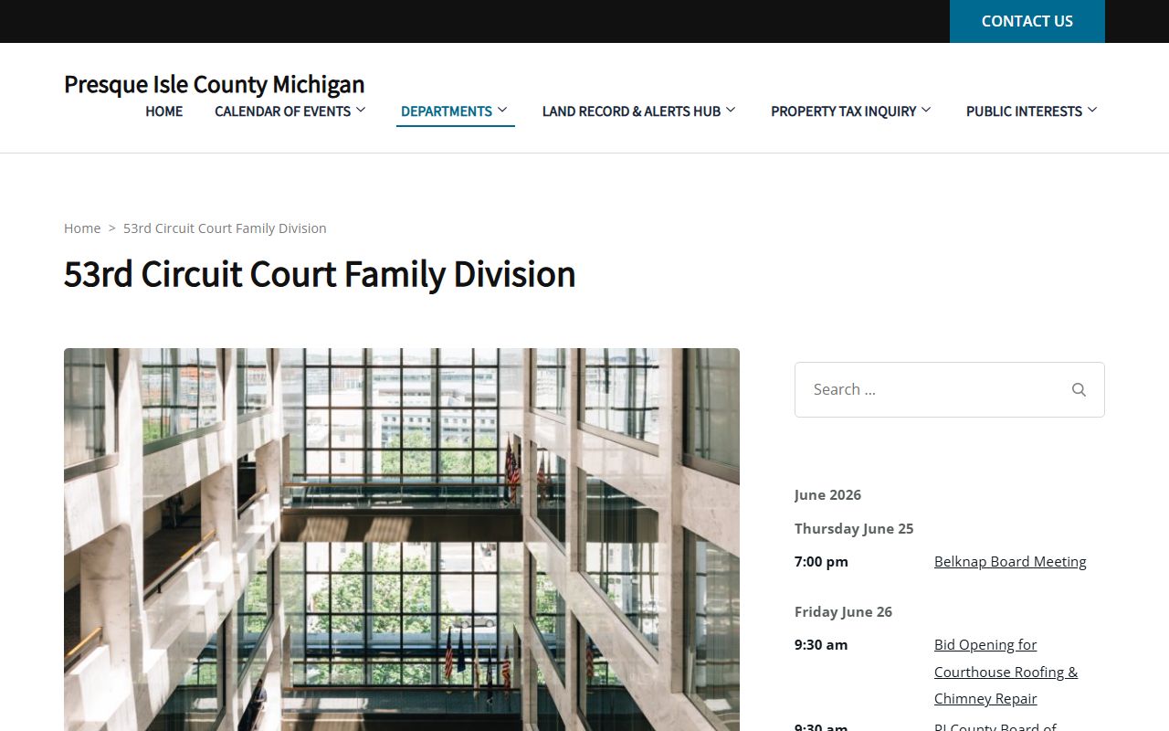 Presque Isle County court dockets and Family Division case information