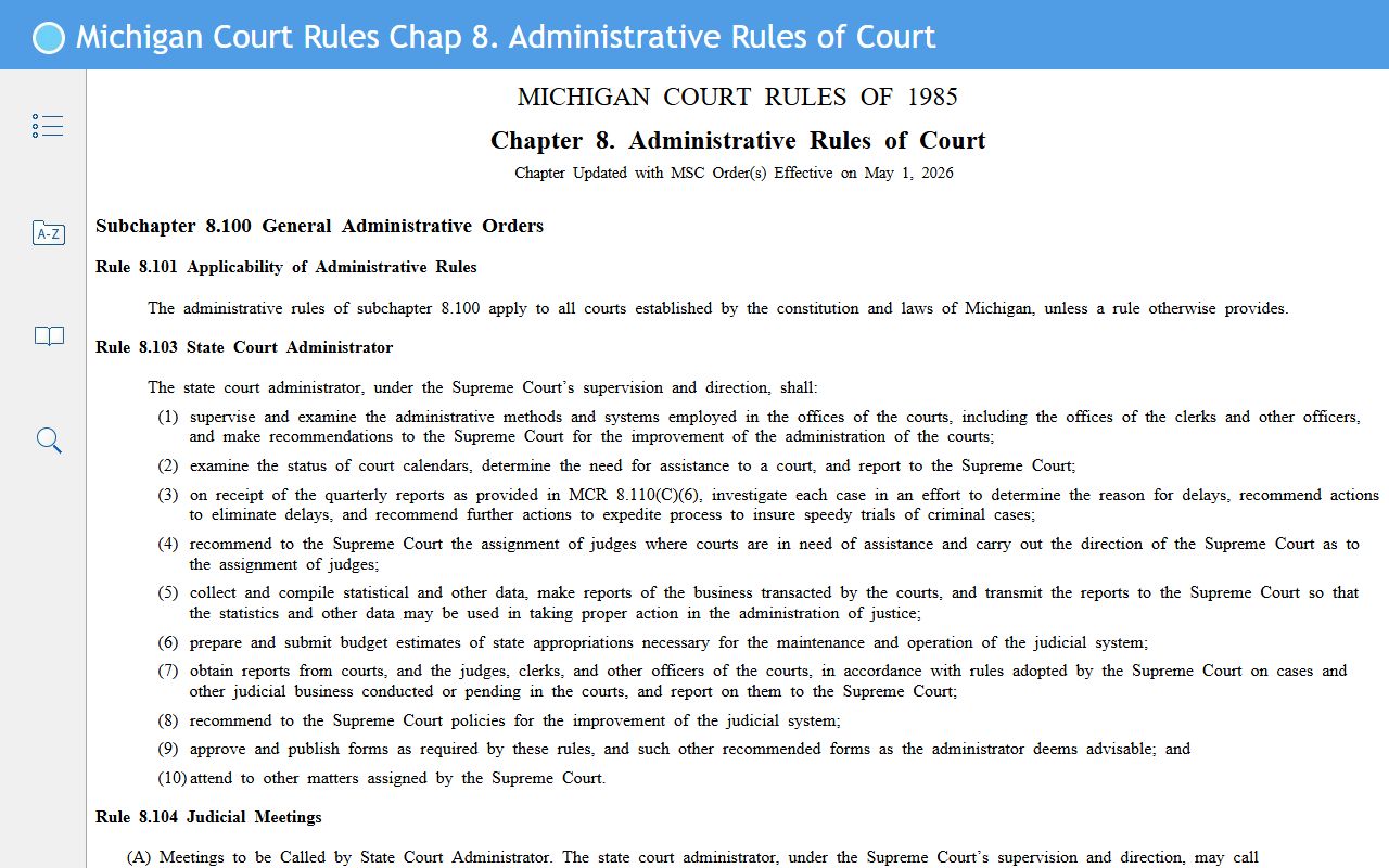 Presque Isle County court records access governed by Michigan Court Rule 8.119