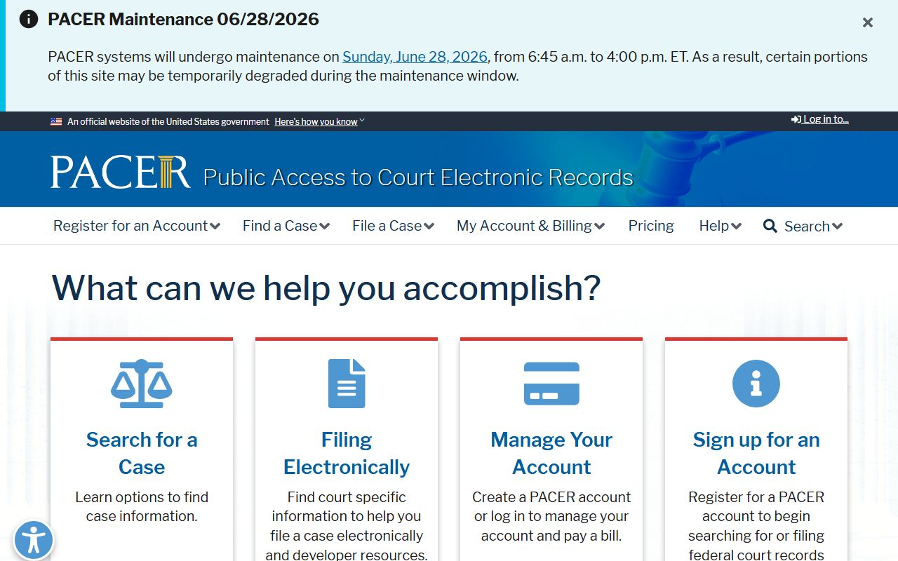 Presque Isle County federal court records access through PACER