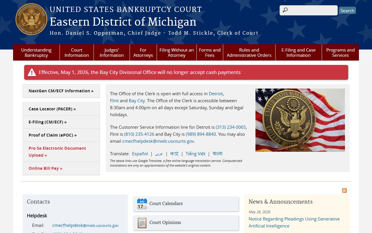 Presque Isle County Circuit Court and the U.S. Bankruptcy Court for the Eastern District of Michigan