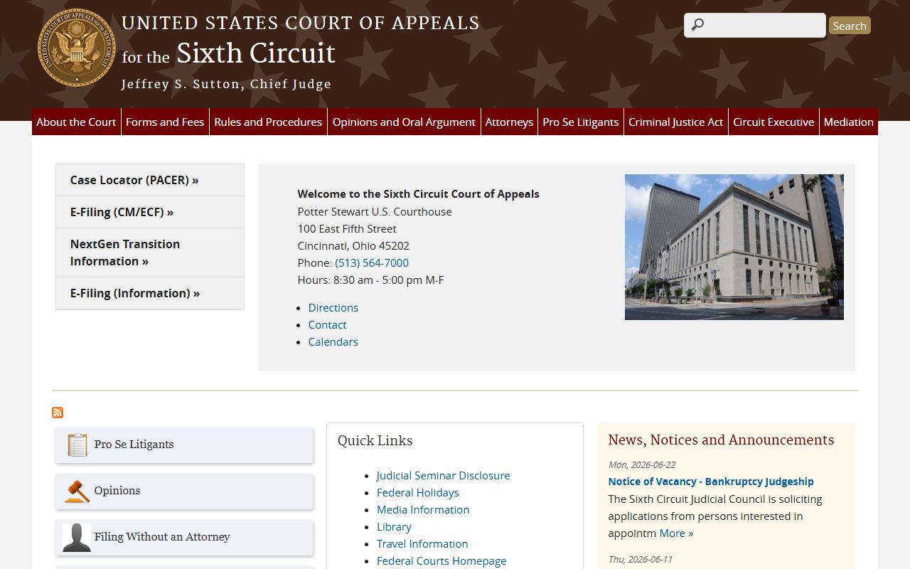 Presque Isle County Circuit Court appeals and the U.S. Court of Appeals for the Sixth Circuit