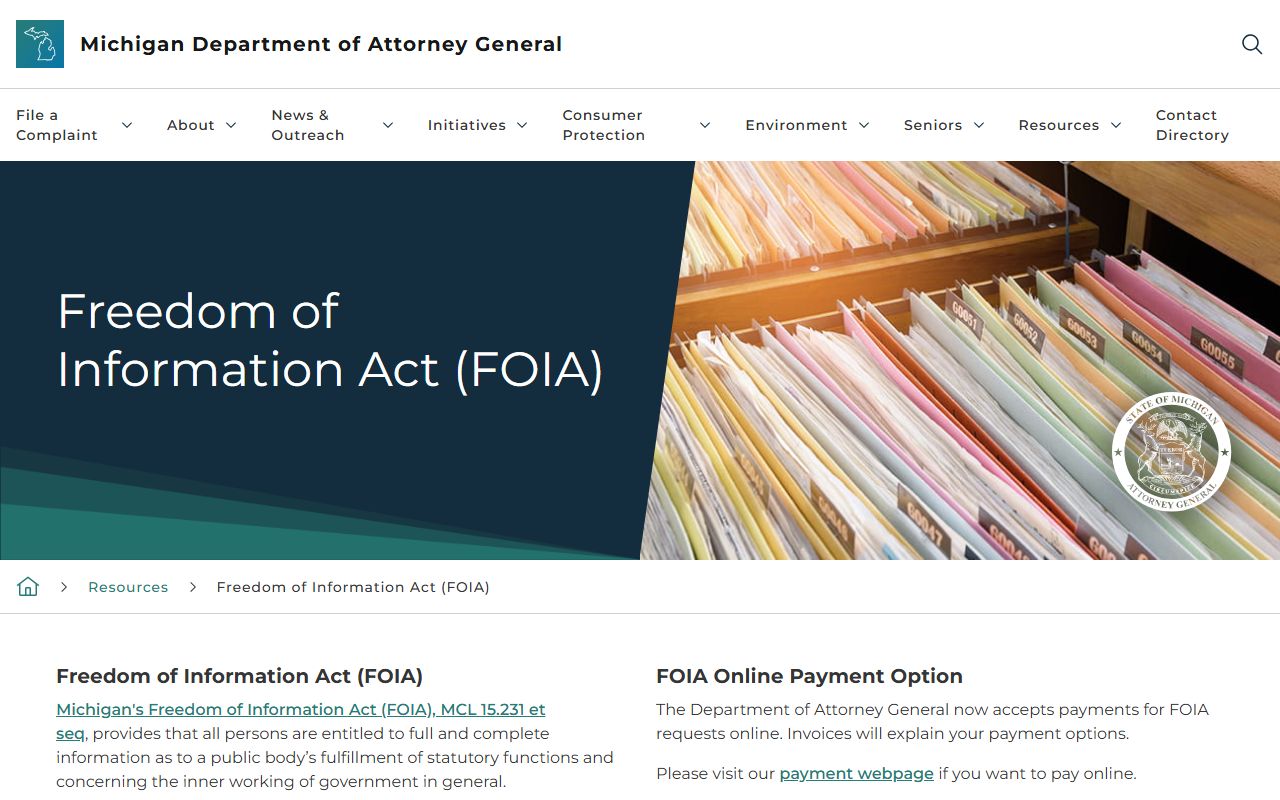 Michigan Attorney General FOIA guidance for Presque Isle County court records access